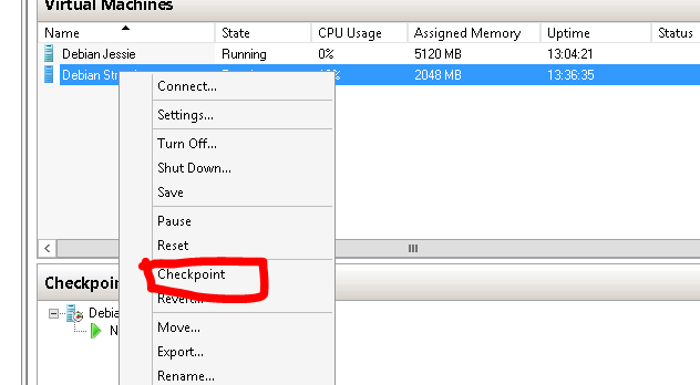 Hyper V Create Checkpoint