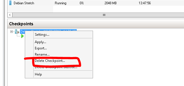 Hyper V Delete Checkpoint
