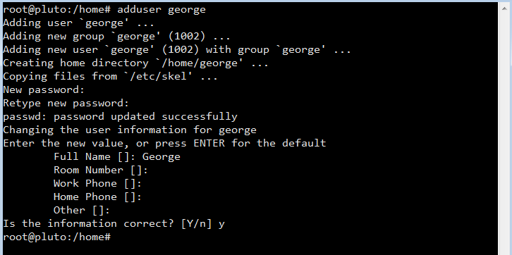 Linux Debian adduser command