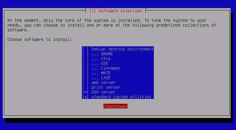 Debian 9 Installer Software Selection