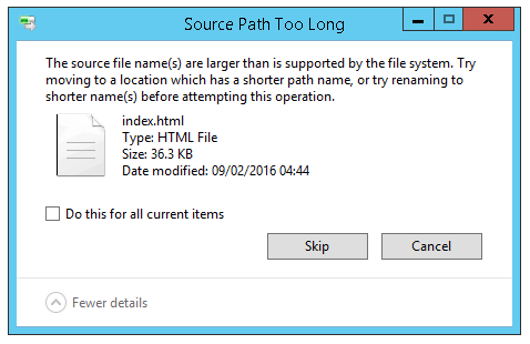 Windows Source Path Too Long