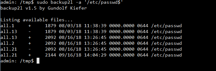 backup2l -a /etc/passwd