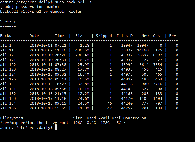 backup2l --get-summary