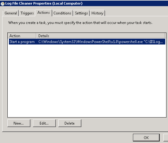 PowerShell Log File Clean Up Scheduled Actions